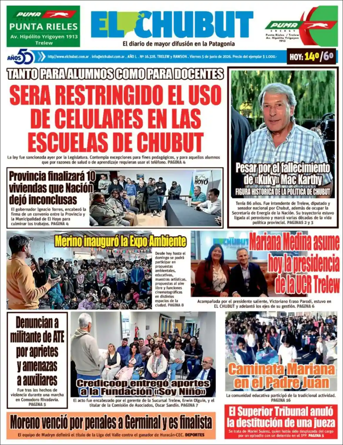Evolucion Streaming | RADIO ECLIPSE - Tapa del diario El Chubut