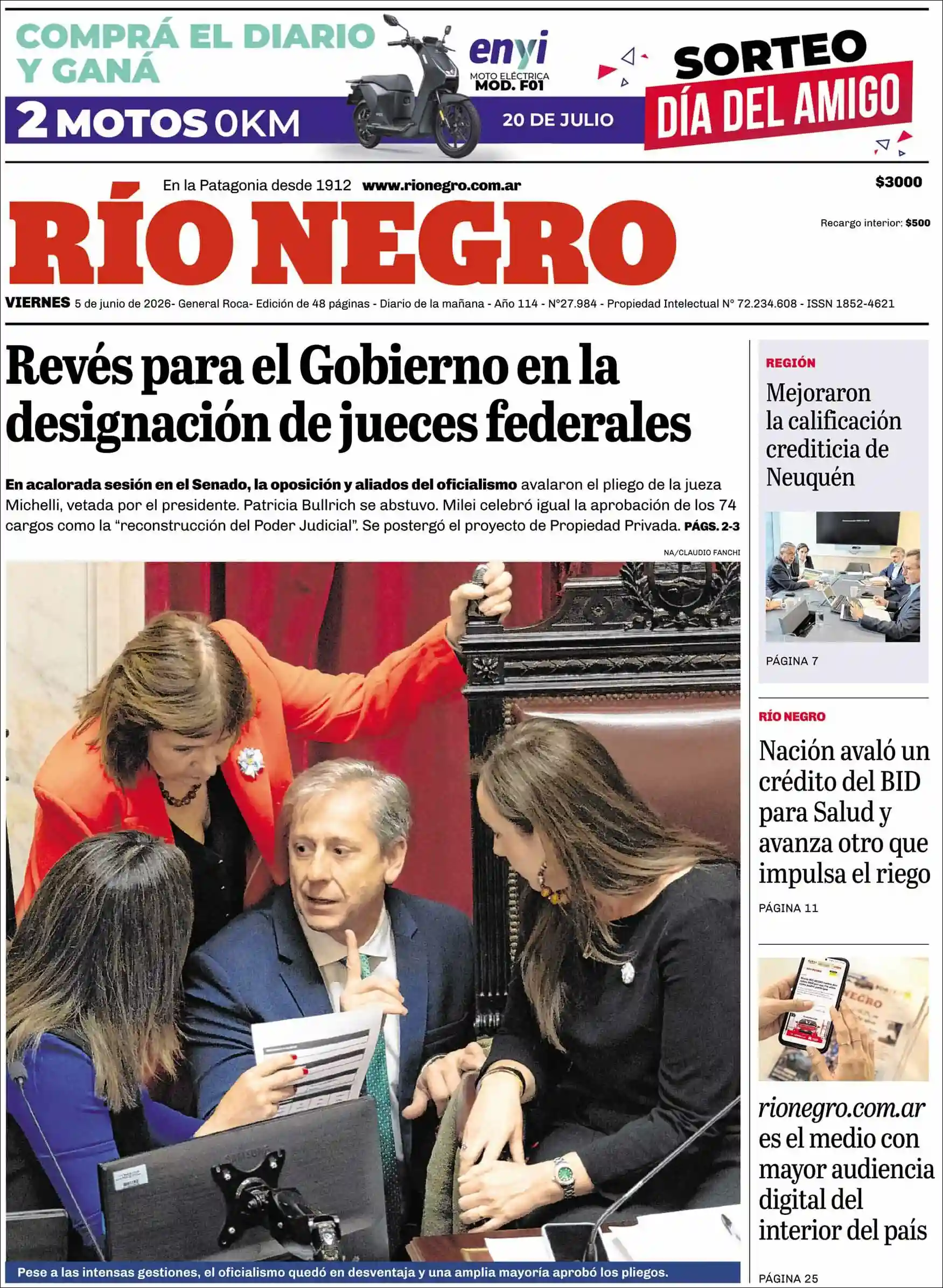 Evolucion Streaming | RADIO ECLIPSE - Tapa del diario Rio Negro
